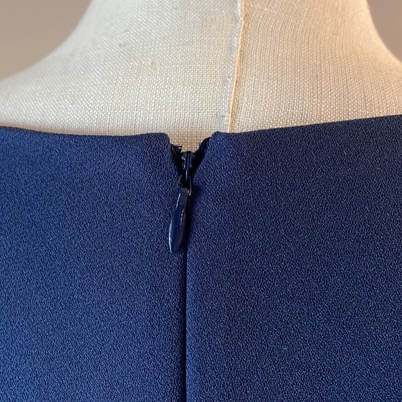 ALFANI navy blue shift dress tank / square neck grommets accents zip back sz 14 - Picture 5 of 10